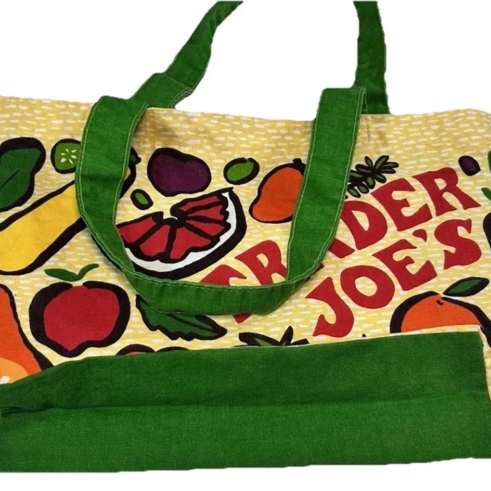 Trader Joe's Canvas Cloth Tote Shopping Bag - Tote Reusable Fruit & Vegetables - Picture 2 of 3